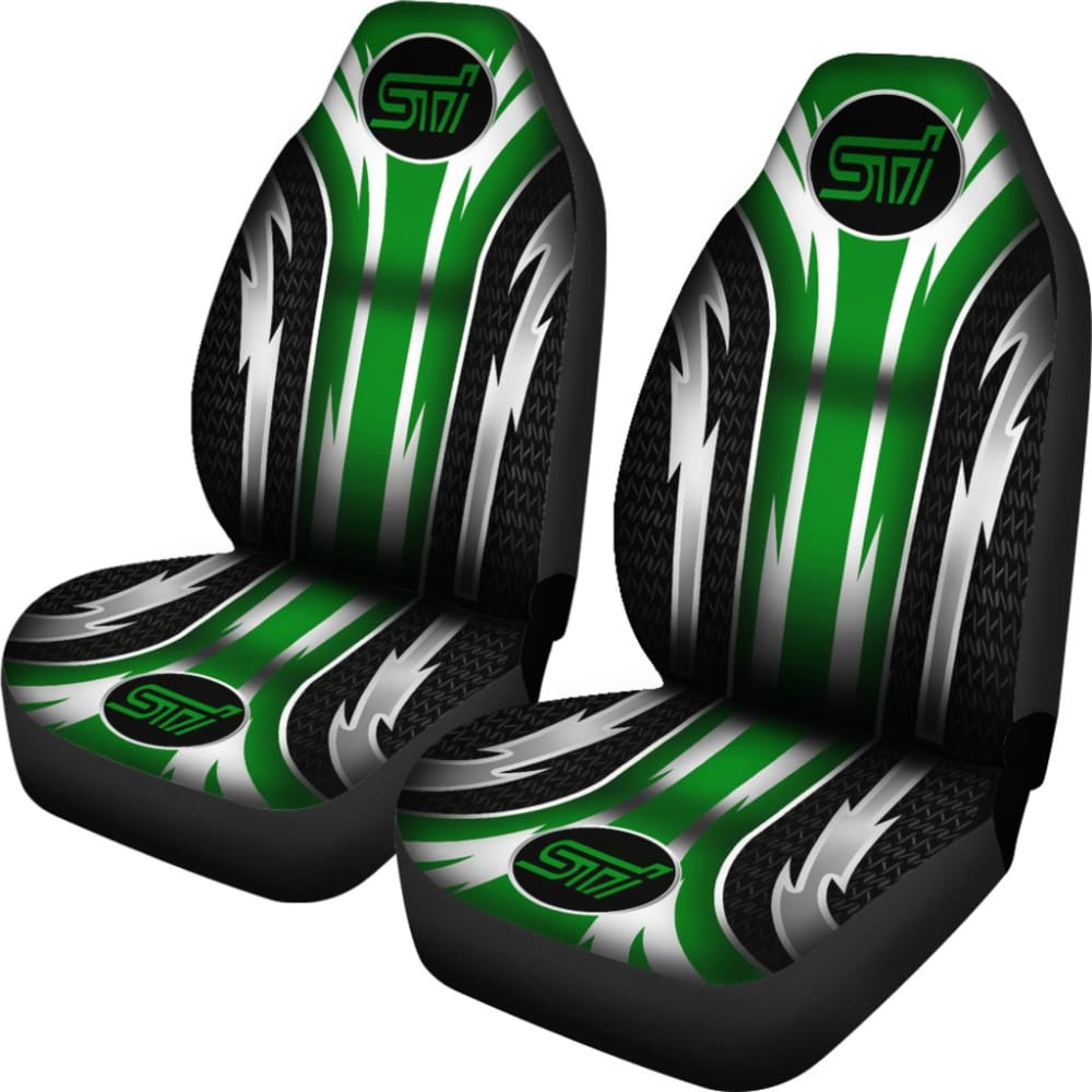 High-Quality 2-Piece Front Subaru STI Seat Covers in Green (Part #144627) - Perfect for Racing Enthusiasts & Car Interior Protection