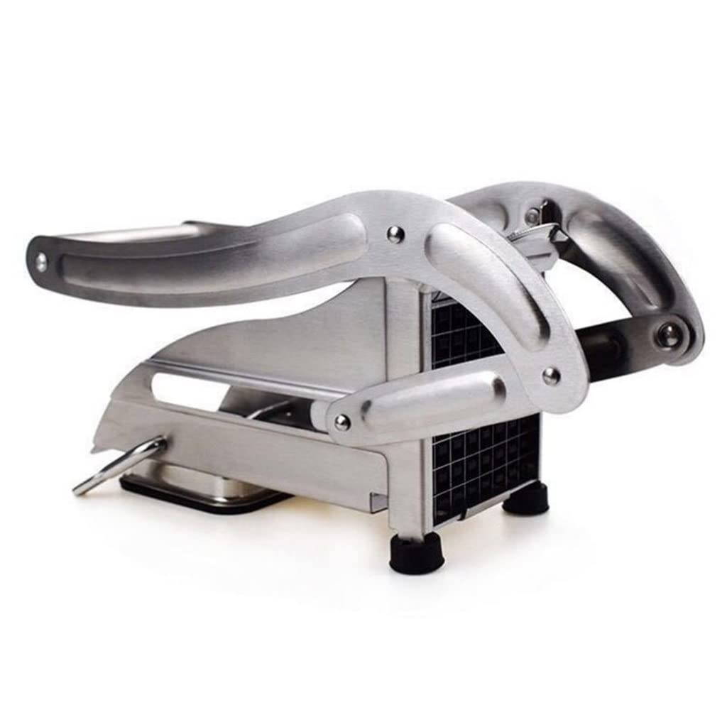 Premium Stainless Steel French Fry Cutter - Potato Chip Slicer & Dicer for Perfect Homemade Fries - Commercial & Home Kitchen Use - Great for Restaurants, Fast Food Shops & Family Cooking