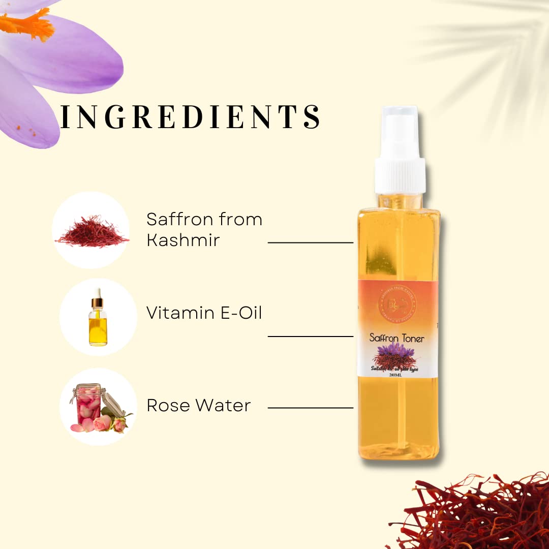 Magical Jar Saffron Toner with Rosewater & Vitamin E - 200ml Hydrating Facial Toner for Glowing Skin | Perfect for Daily Skincare Routine & Post-Cleansing Refreshment