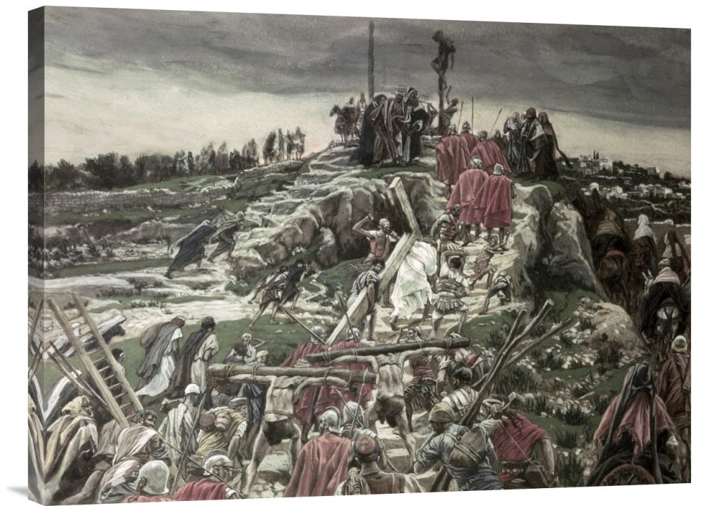 James Tissot Procession Arriving at Calvary Canvas Wall Art Print - Premium Giclee Gallery Wrap - Religious Home Decor for Living Room, Bedroom & Office
