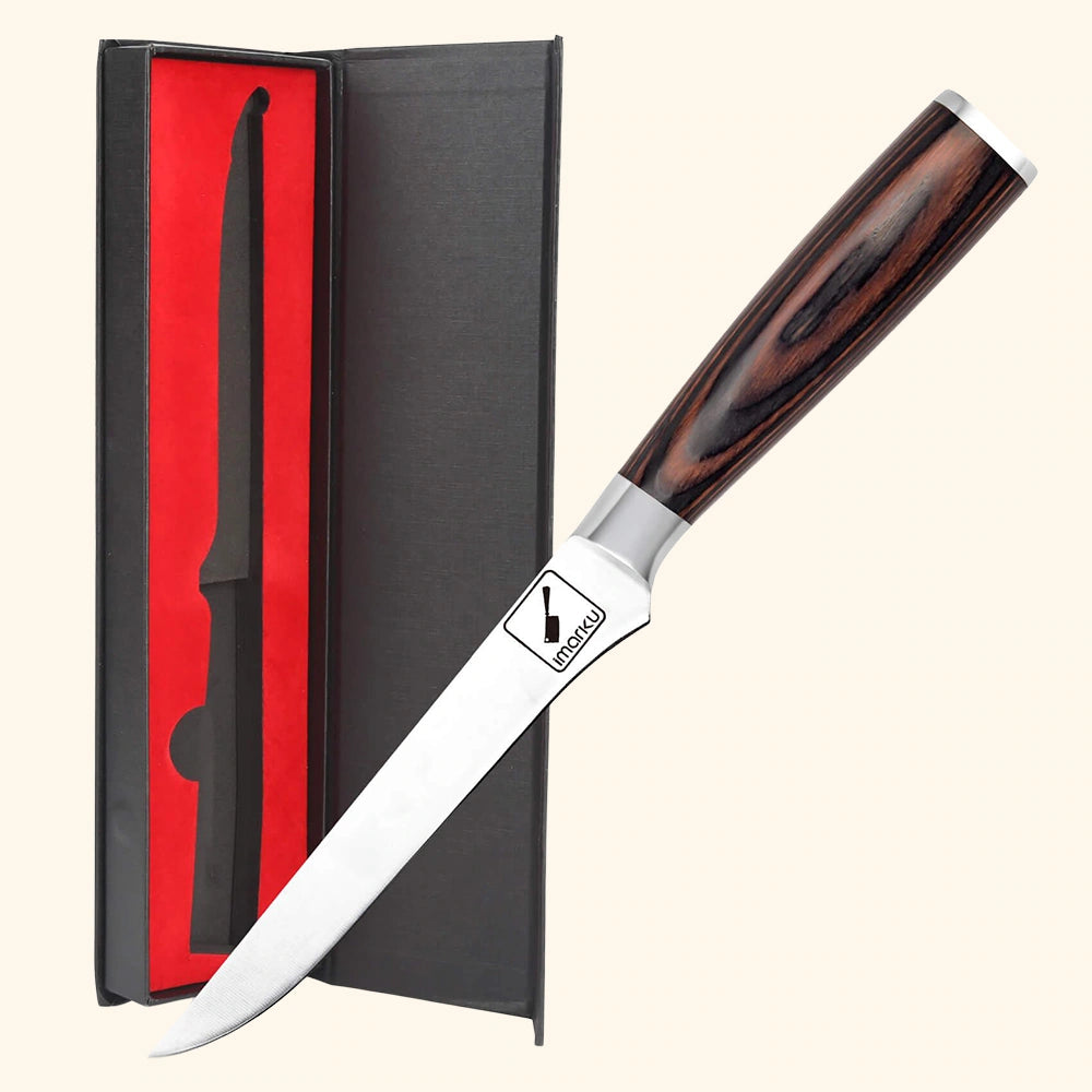 Imarku 6-Inch Curved Boning Knife - High Carbon Stainless Steel Kitchen Knife for Precise Meat Deboning, Poultry & Fish Filleting - Perfect for Home Chefs & Professional Butchers