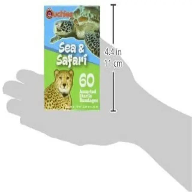 Cosrich Ouchies Sea & Safari Adhesive Bandages for Kids - 60 Count Waterproof Wound Care (2.82