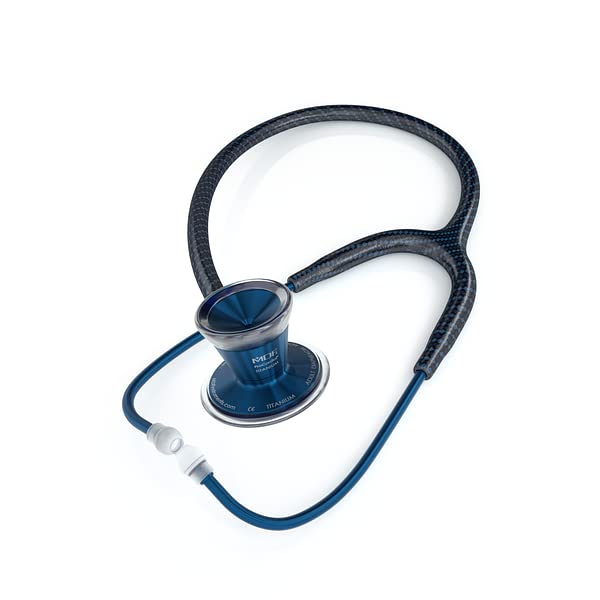 MDF Instruments Poseidon ProCardial Cardiology Stethoscope - Lightweight Titanium Dual Head Stethoscope for Adults with Poseidon Tube & Capridium Chestpiece (Titanium Blue, Model MDF797TPSCD) | Perfect for Medical Professionals, Nurses, and Healthcare Students in Clinical Settings