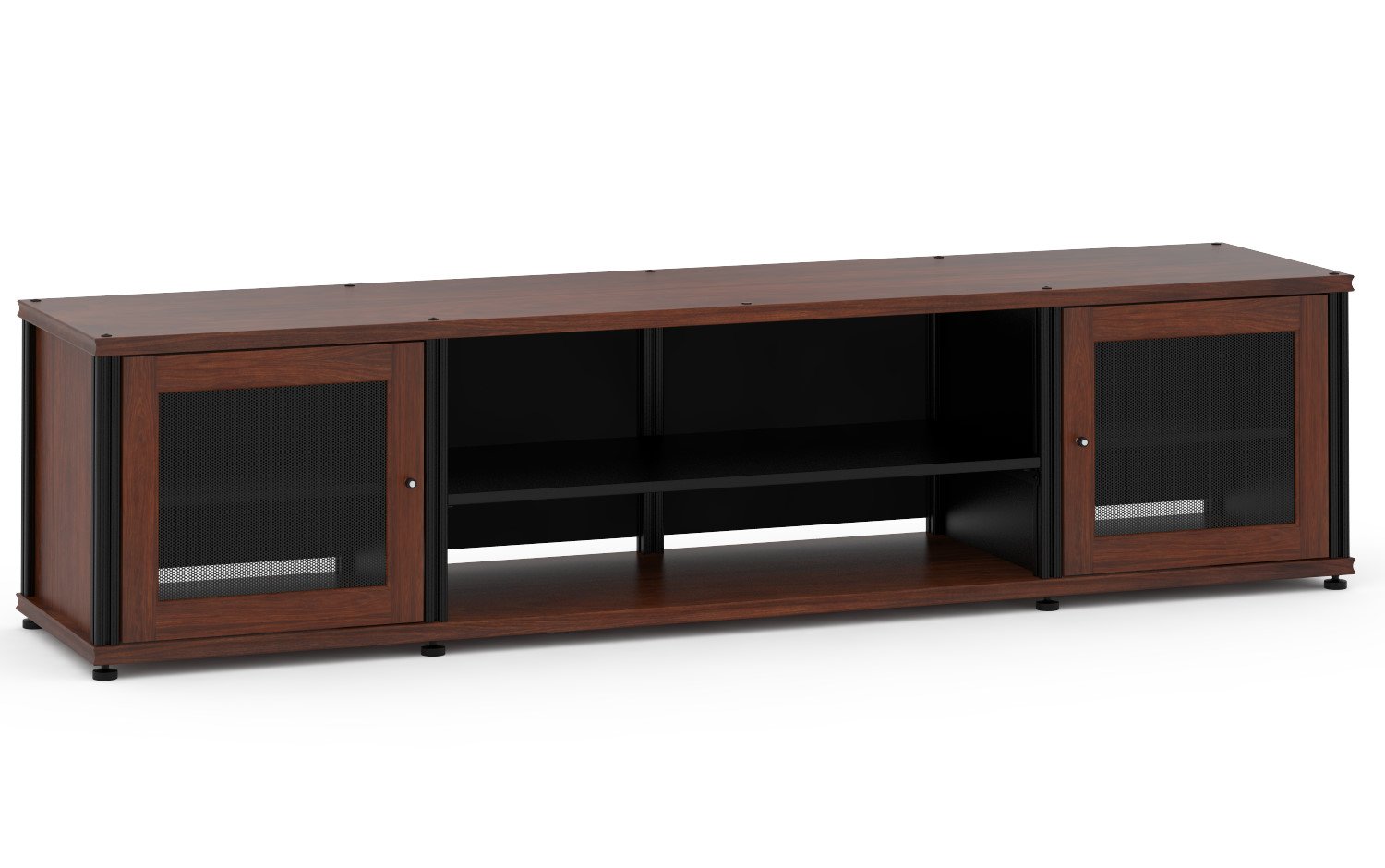 Salamander Synergy 248 Walnut Finish Black Cabinet - Premium AV Media Storage for Home Theater & Entertainment Systems - Perfect for TV Stands, Gaming Consoles & Audio Equipment Organization