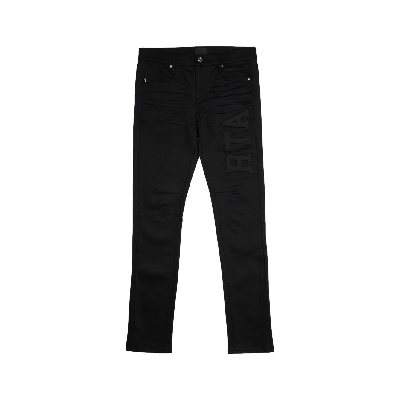 RTA Akio Distressed Black Patch Jeans for Men - Trendy Ripped Denim Pants with Unique Patches, Perfect for Casual Outfits and Streetwear Style