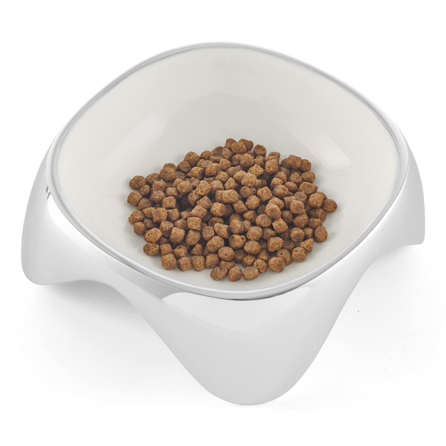 Nambe Medium Square Enameled Dog Bowl - Non-Slip Pet Food & Water Dish - 6
