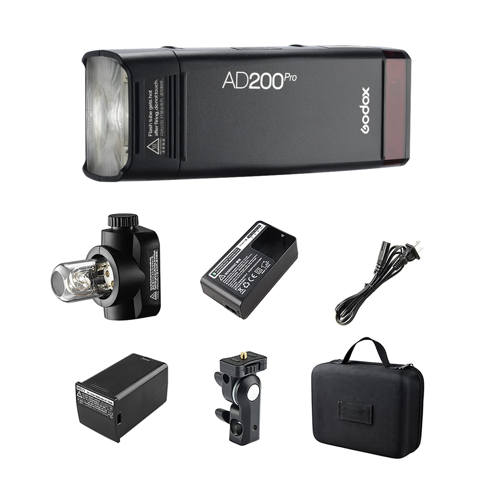 Godox AD200Pro 200WS 2.4G TTL Pocket Flash with 2900mAh Battery - HSS 1/8000s, Speedlite/Bare Bulb Strobe for Nikon, Sony, Fujifilm, Canon, Panasonic, Pentax & Olympus - Perfect for Portrait, Wedding & Studio Photography