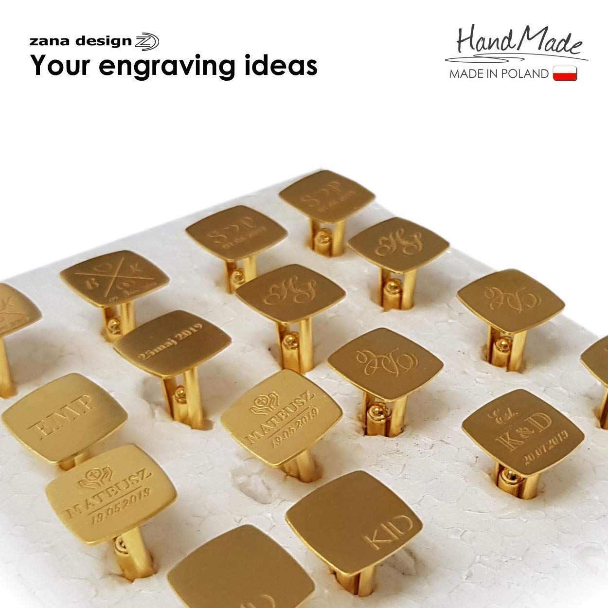 Custom Engraved Gold & 925 Silver Cufflinks for Men - 18K Gold Plated Luxury Wedding & Formal Accessories - Personalized Birthday Gifts with Gift Box & Message - Handmade Dress Shirt Jewelry for Grooms, Best Men & Professionals