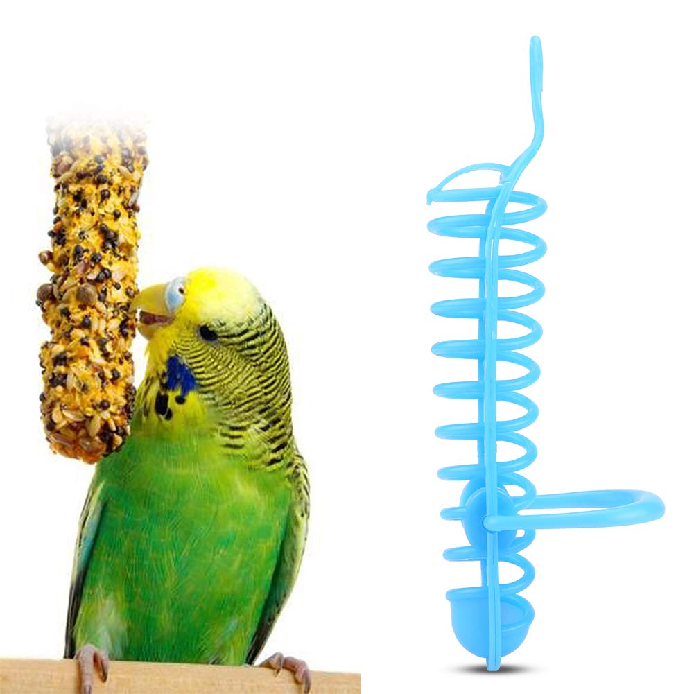 Blue Parrot Feeder Basket - Hanging Millet Holder for Birds, Food & Fruit Feeding Perch Stand - Durable Hollow Basket for Vegetables & Seeds - Perfect for Parrots, Cockatiels & Small Birds (Cage Accessory)