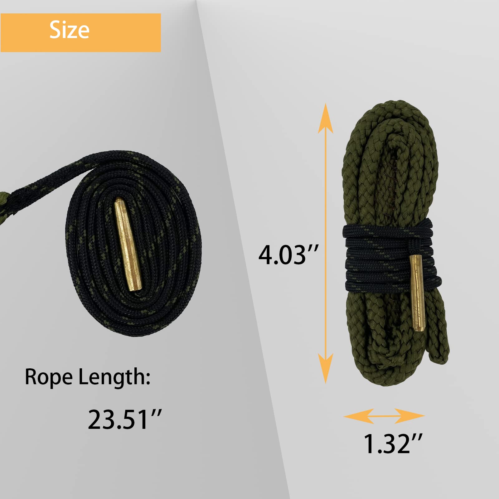 2 Pack Gun Cleaning Snake Rope - Universal Bore Cleaner for Pistol, Handgun, Shotgun (Fits .22, .223, 5.56mm, .380, 9mm, 12GA, .308, .357, .44, .45 Caliber) - Quick & Easy Firearm Maintenance for Hunting & Range Shooting