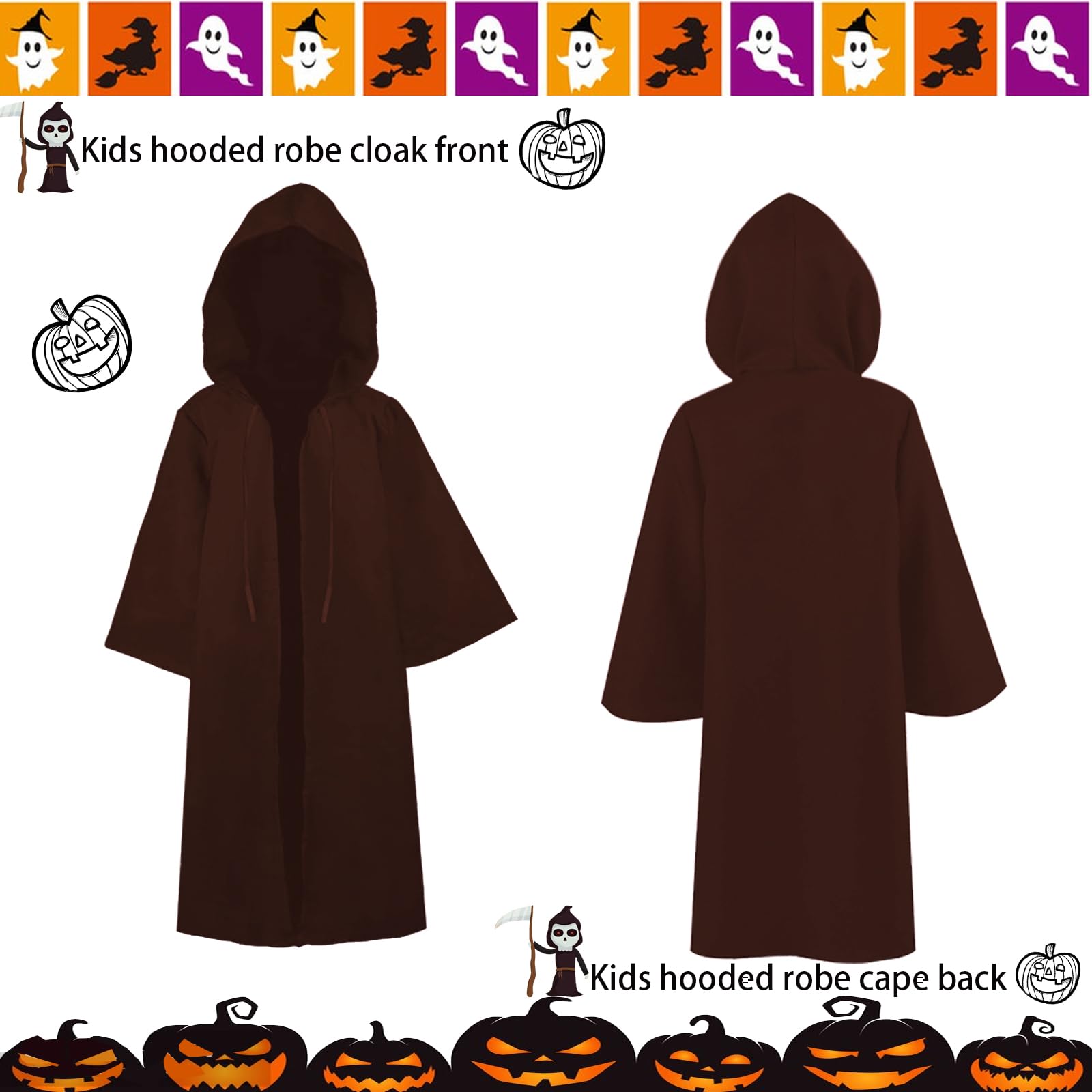 Maklulu Men's Hooded Tunic Robe - Medieval Knight Cosplay Costume for Halloween, Renaissance Fair & LARP | Cool Fancy Cloak & Cape for Theatrical Performances