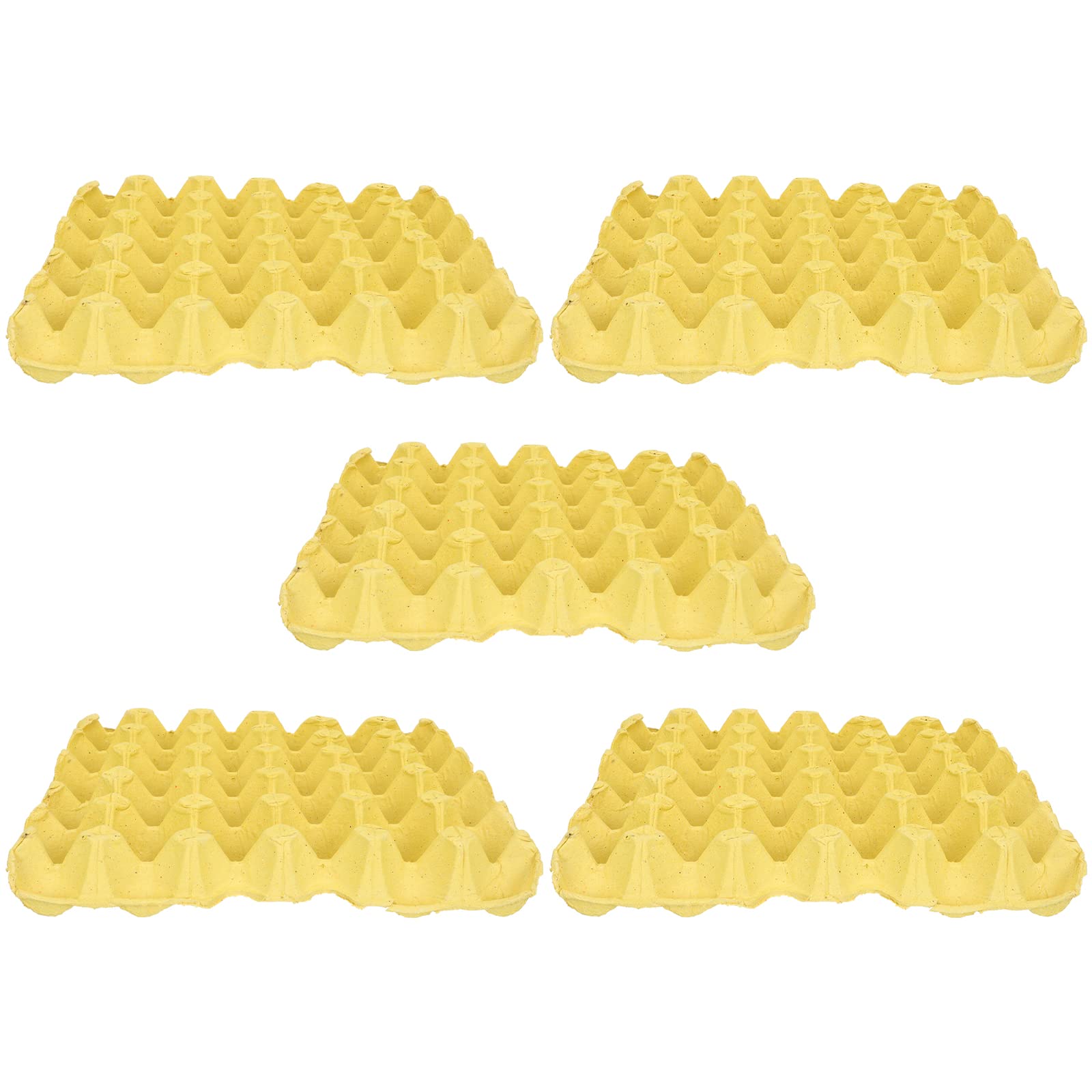 5-Pack Eco-Friendly Paper Pulp Egg Carton Trays - Yellow Egg Storage Containers for Home & Shop | Perfect for Refrigerator Organization, Farmers Market, and Egg Packaging