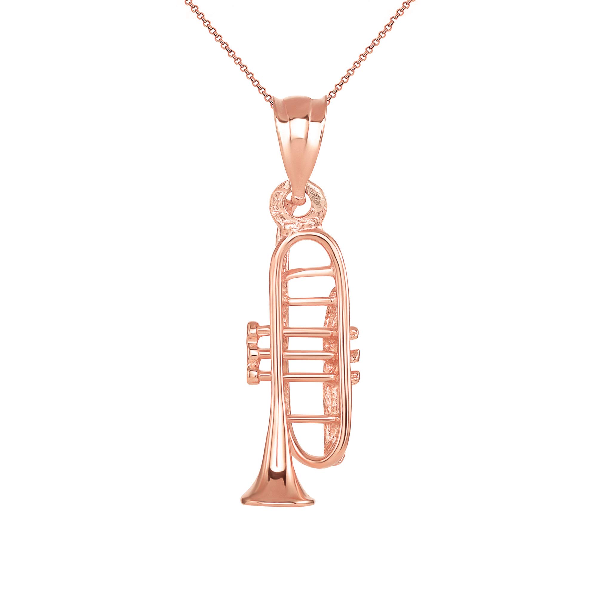 14K Gold Trumpet Horn Charm Pendant Necklace for Women - Elegant Musical Jewelry Gift for Musicians, Band Members & Music Lovers - Perfect for Performances, Concerts & Special Occasions