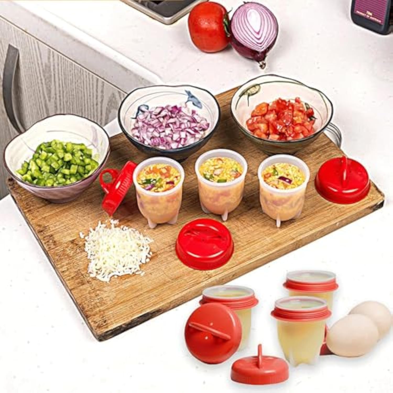 Best Egg Cooker for Hard Boiled Eggs - Silicone Egg Boiler & Muffin Cups - Perfect for Breakfast Meal Prep, Camping, and Keto Diet