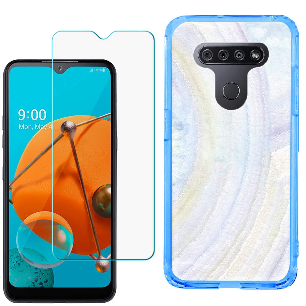 LG K51 Case with Tempered Glass - Slim TPU Cover for Daily Protection