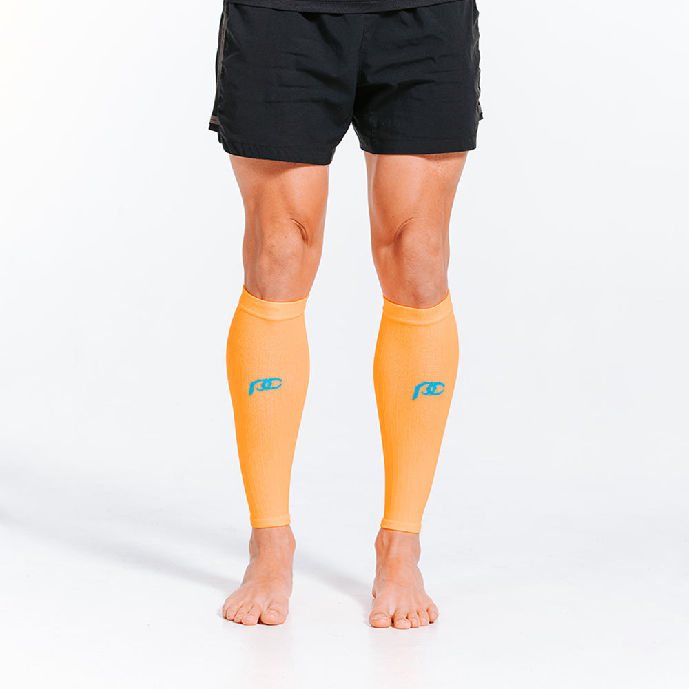 Neon Orange Calf Sleeves for Running & Sports - Compression Support for Men & Women - Perfect for Workouts, Cycling & Recovery