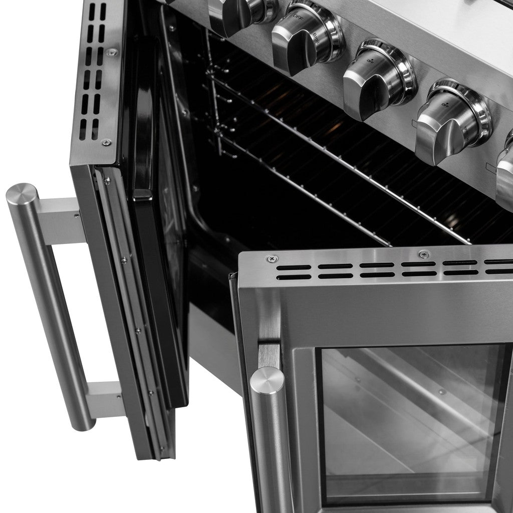 Forno Galiano 30-inch 4.32 cu. ft. Freestanding Dual Fuel Range - Stainless Steel French Door Gas Stove & Electric Oven (Model FFSGS6356 30) | Perfect for Modern Kitchens, Home Chefs & Entertaining