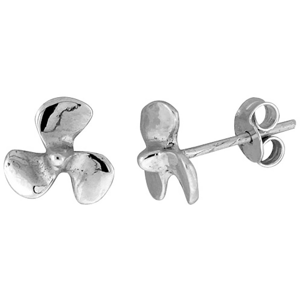 3/8 Inch Tiny Sterling Silver Fan Stud Earrings - Dainty & Elegant Jewelry for Women - Perfect for Everyday Wear, Parties & Gifts