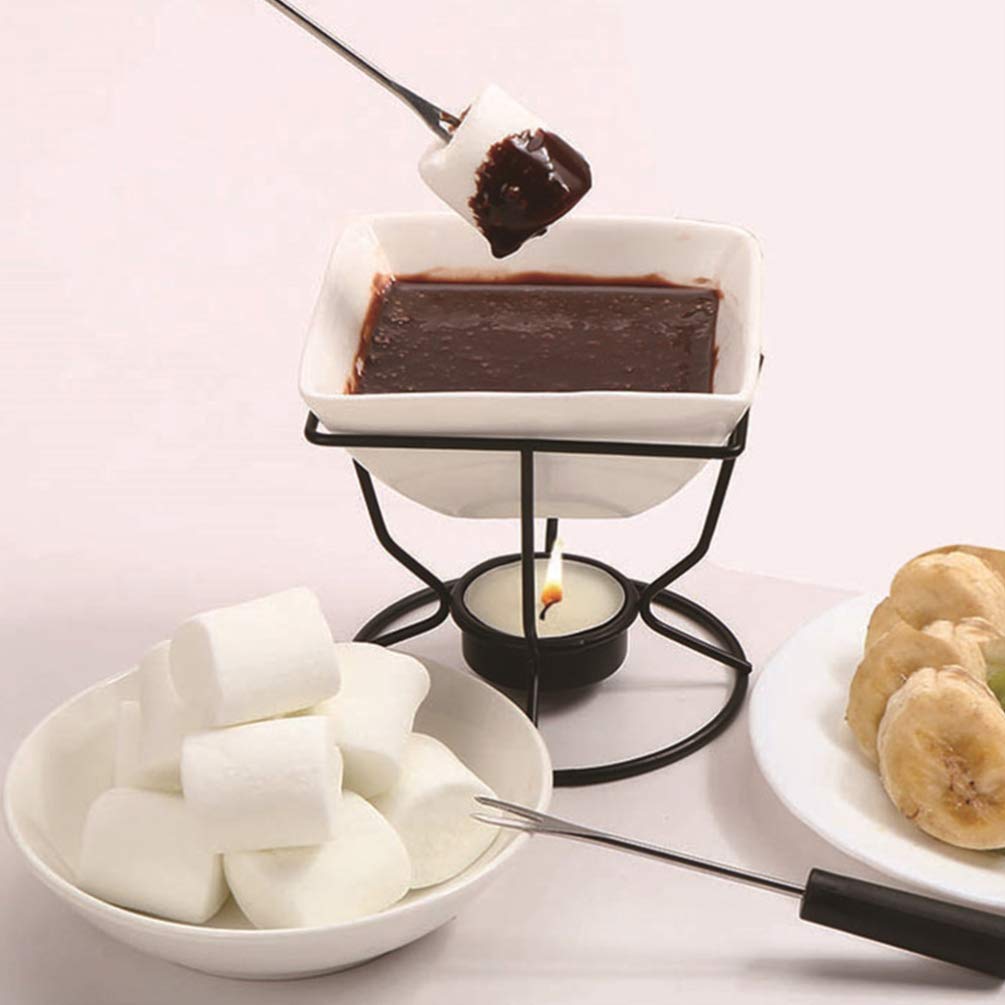 YARNOW Ceramic Butter Warmer Fondue Pot Set with Tealight Candle - Chocolate Melting Pot for Cheese, Butter & Chocolate - Perfect for Fondue Parties, Romantic Dinners & Dessert Making