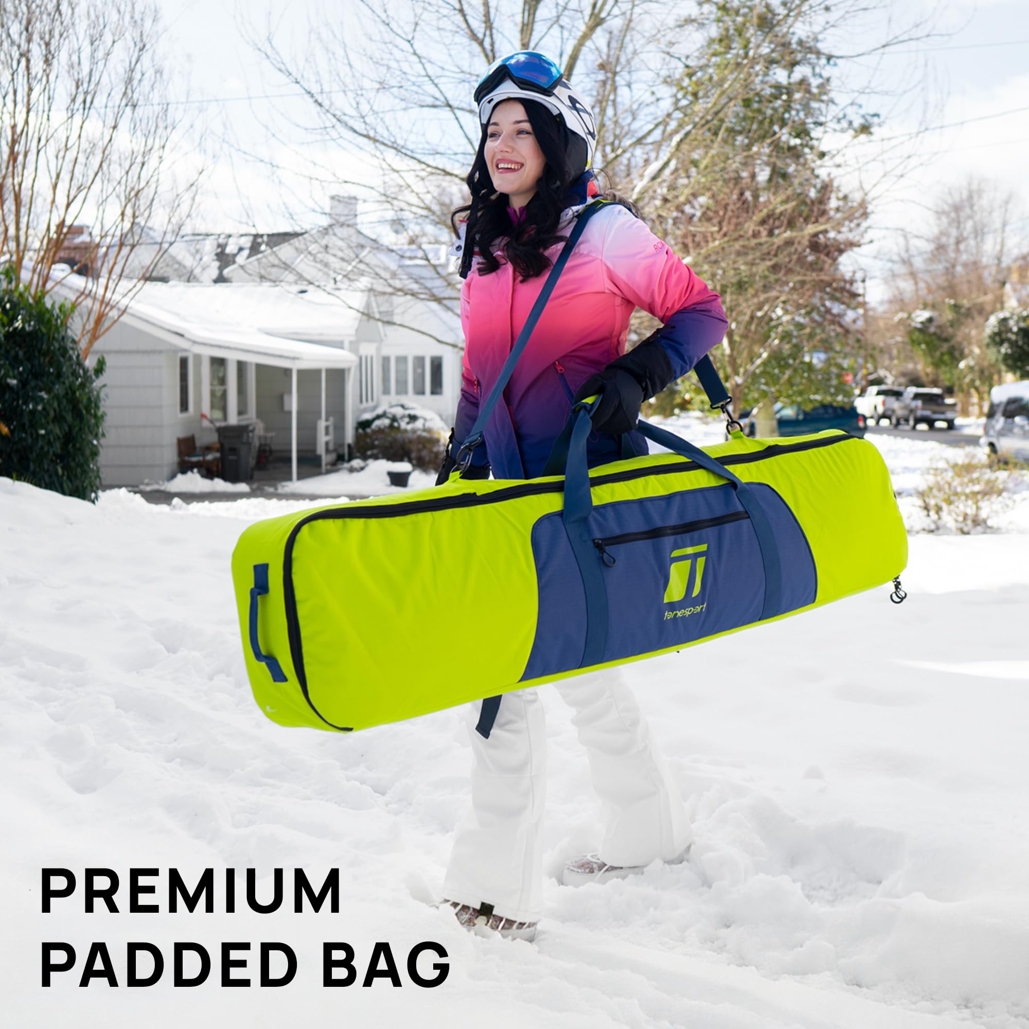 **Padded Waterproof Snowboard Travel Bag for Airplanes - Up to 165cm Snowboards - Durable & Protective for Flying, Storage & Transport**    *Perfect for air travel, mountain trips, and secure snowboard storage.*