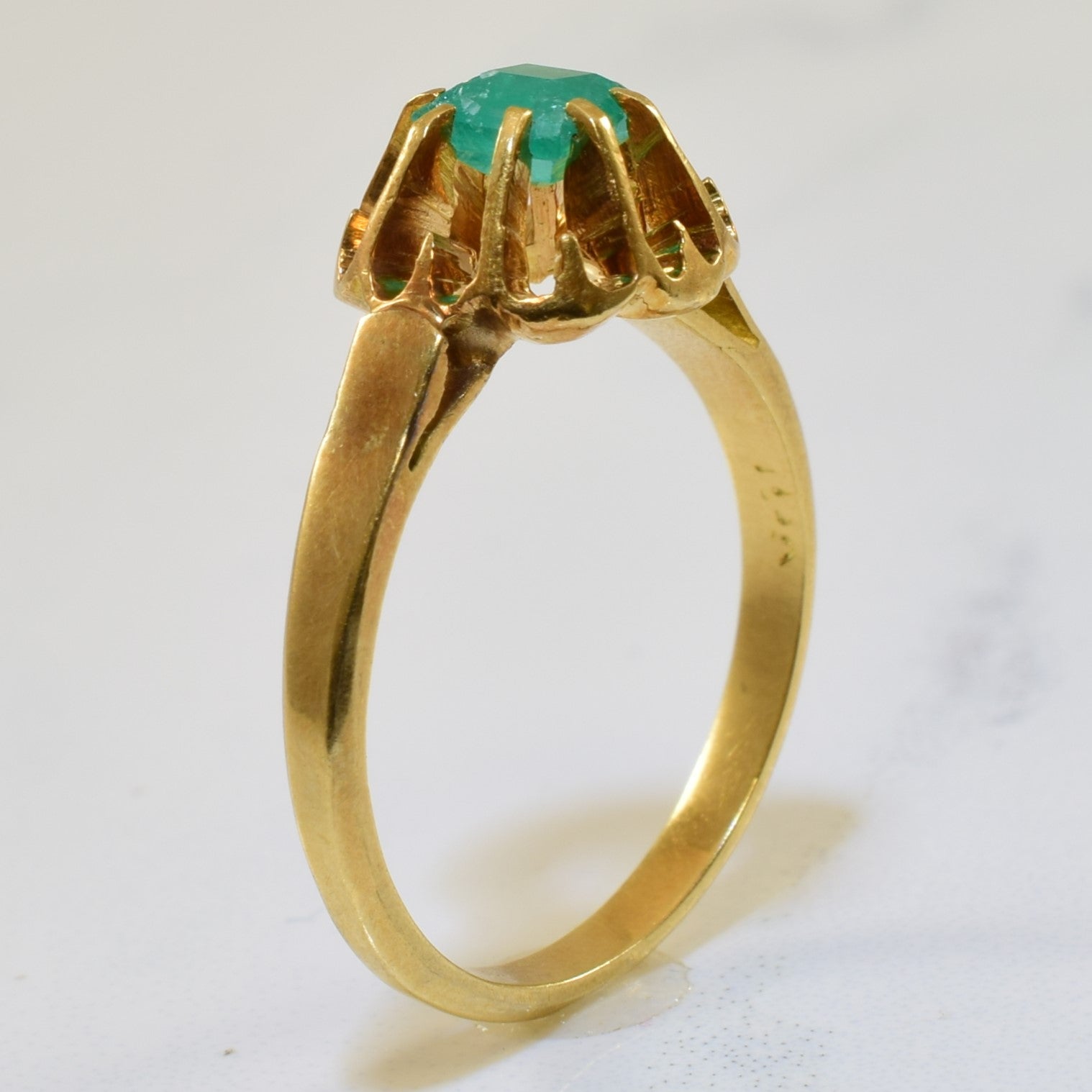 0.28ct Solitaire Emerald Prong Set Ring - Size 5.5 - Elegant Engagement & Wedding Jewelry for Women - Perfect Gift for Anniversary, Proposal or Special Occasion