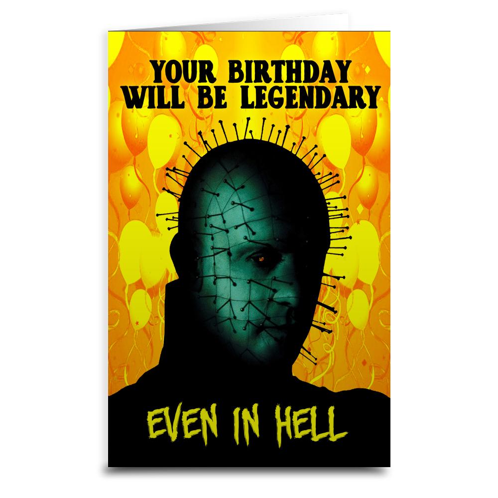 Pinhead Your Birthday Will Be Legendary Greeting Card | Funny Horror Movie Birthday Card | Perfect for Horror Fans & Halloween Parties