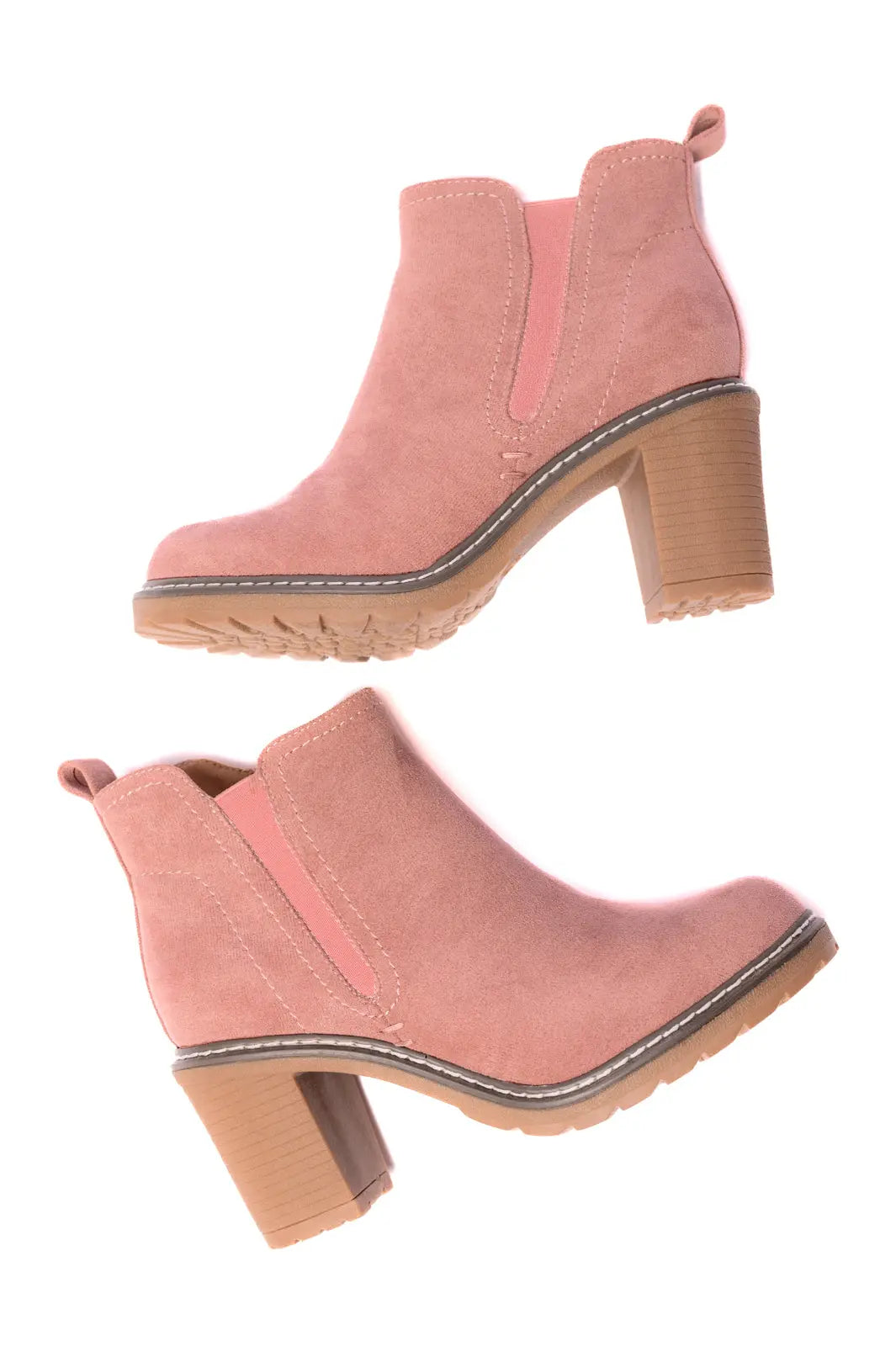 Bite Me Bootie in Blush Faux Suede - Women's Stylish Ankle Boots for Casual Outings & Date Nights