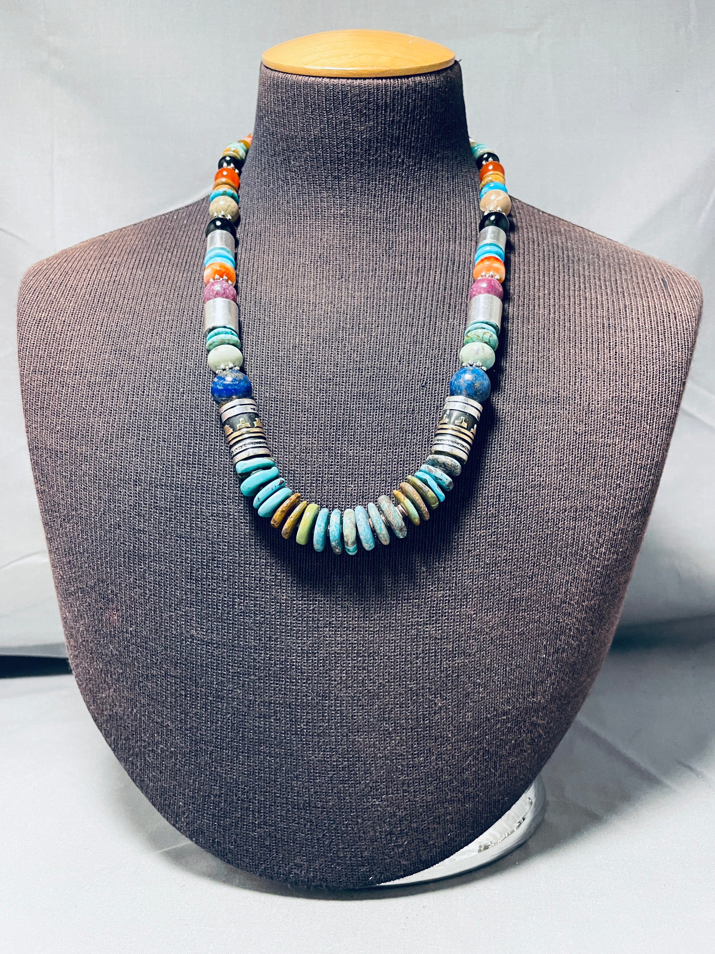 100 Gram Navajo Turquoise Lapis Sugulite Sterling Silver Necklace - Handmade Native American Jewelry for Women, Spiritual Healing & Boho Fashion Accessories
