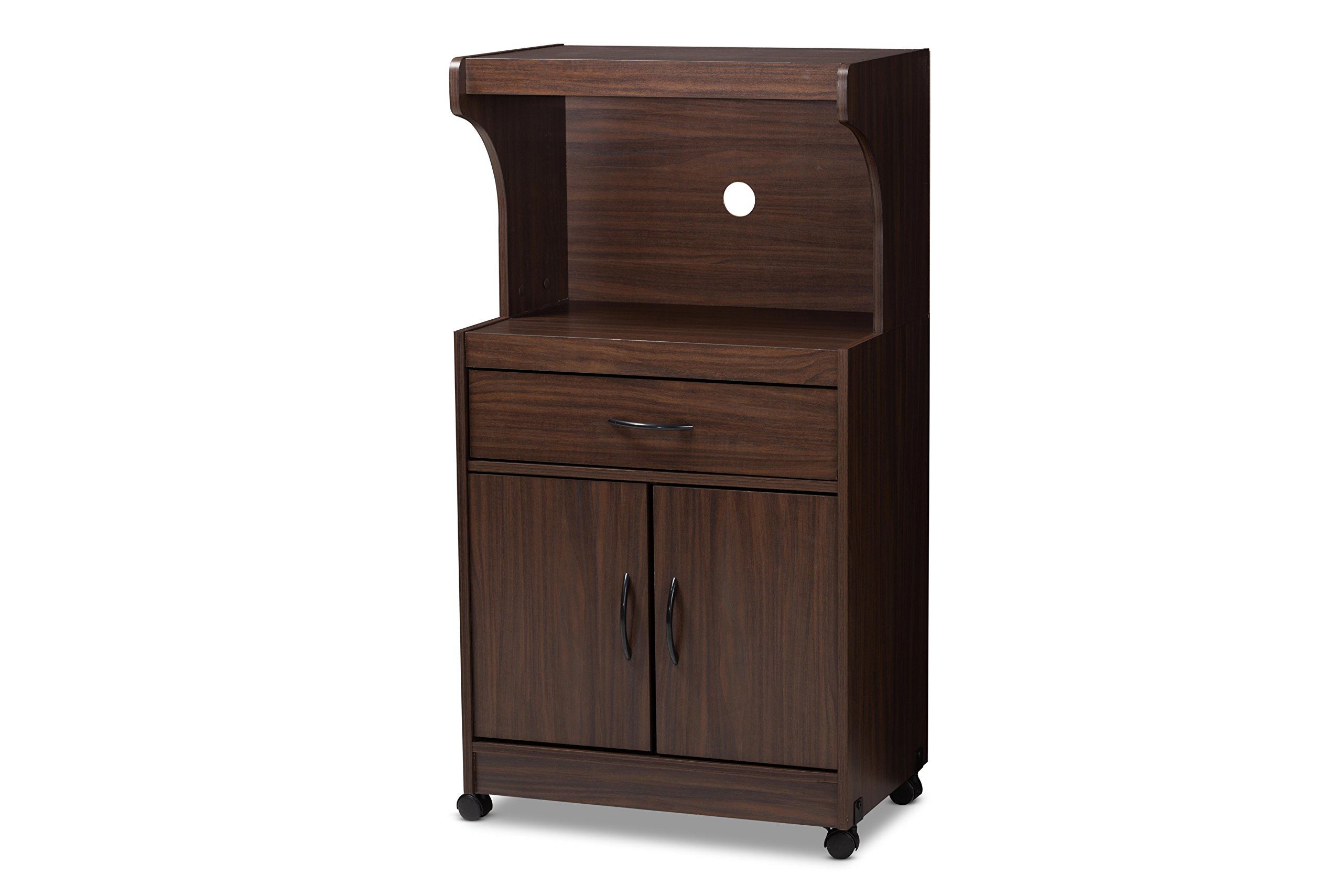 Baxton Studio Terline Kitchen Cabinet in Walnut Brown - Modern Storage Solution for Kitchens, Pantries & Home Organization
