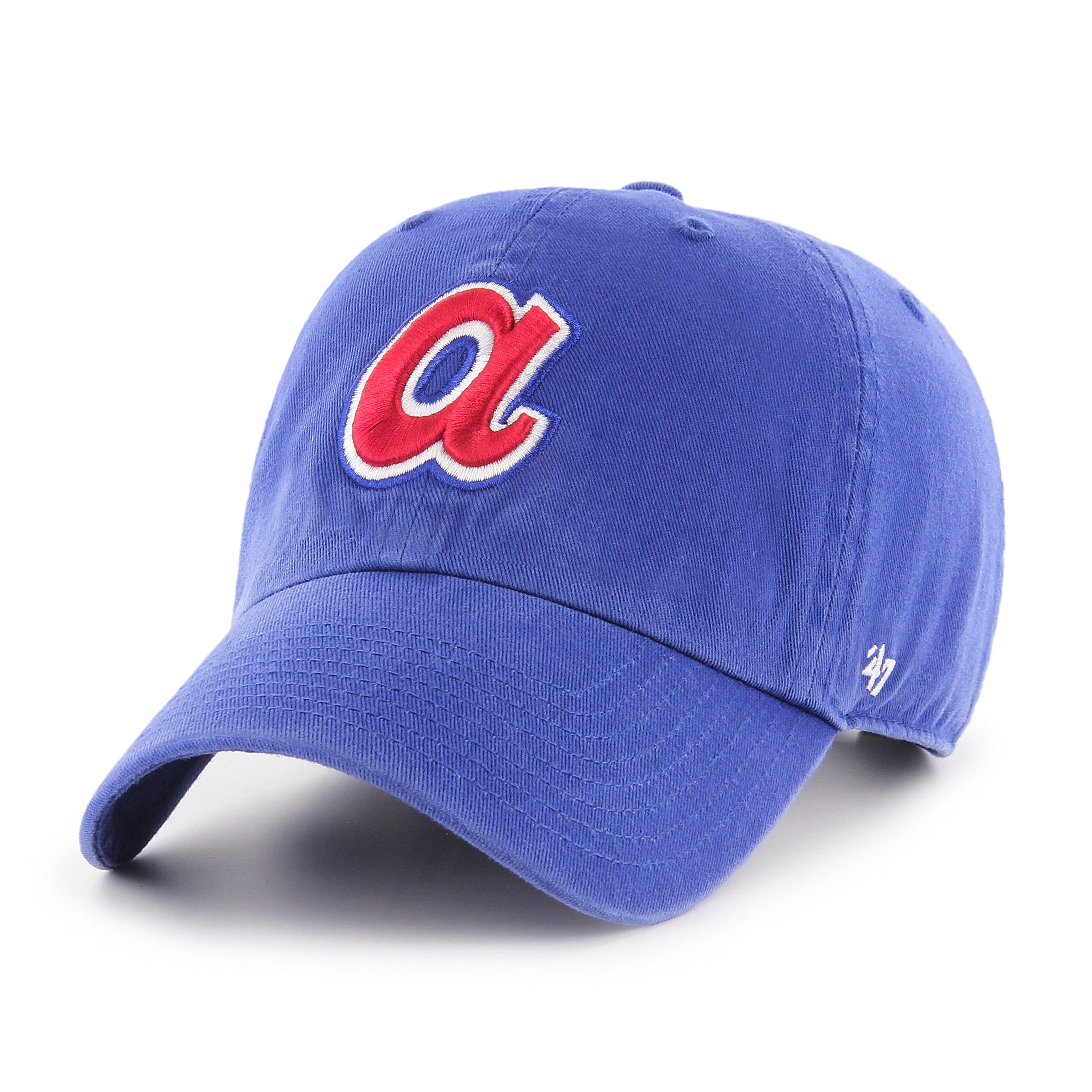47 Brand Atlanta Braves Cooperstown Clean Up Adjustable Baseball Cap - Royal Blue - MLB Officially Licensed Hat for Men & Women - Perfect for Games, Tailgating & Casual Wear