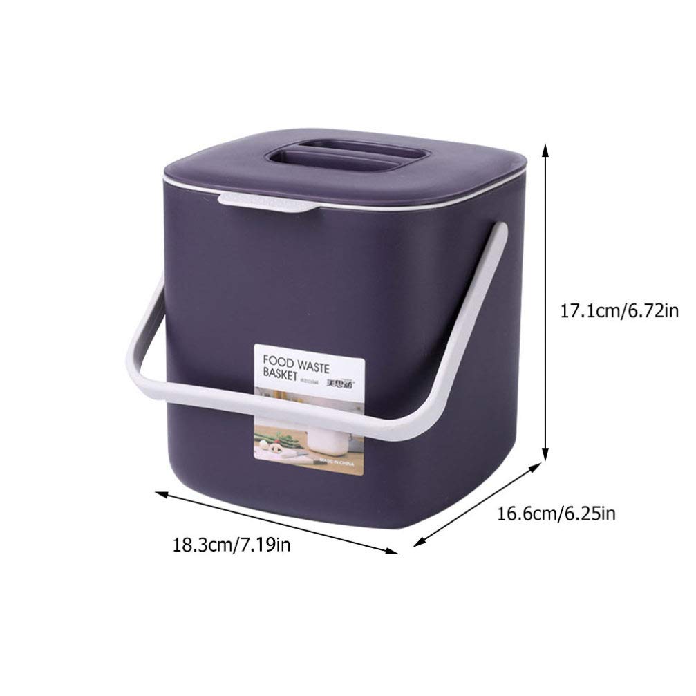 Cabilock 1pc Small Trash Can with Handle - Purple Plastic Garbage Bin for Bathroom, Kitchen, Office & Car - Wet/Dry Waste Basket for Compost & Drain Disposal - Perfect for Home, Travel & Workspace Organization