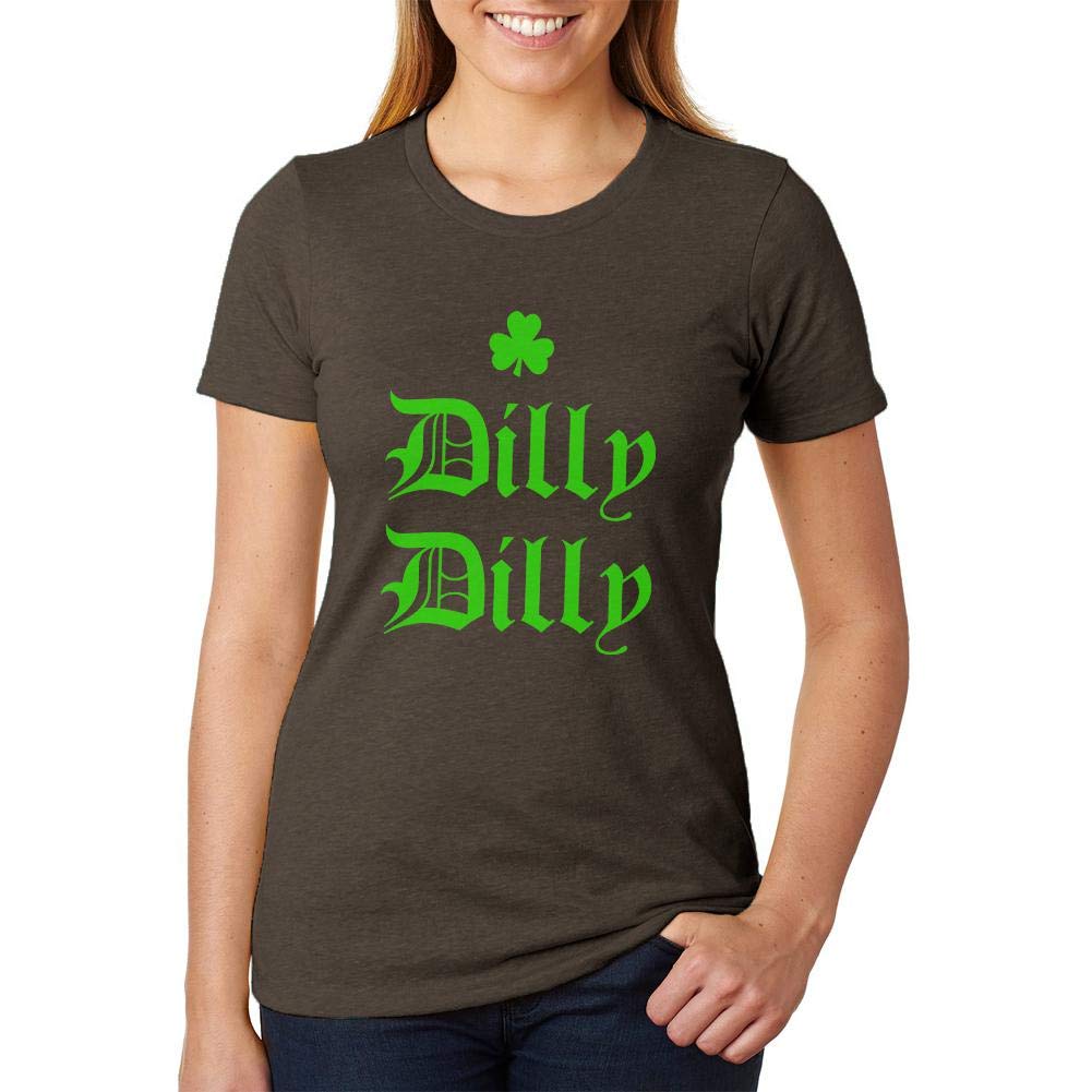 Old Glory St. Patrick's Day Dilly Dilly Shamrock Juniors Soft Cotton T-Shirt - Festive Green Apparel for Irish Celebration & March Events