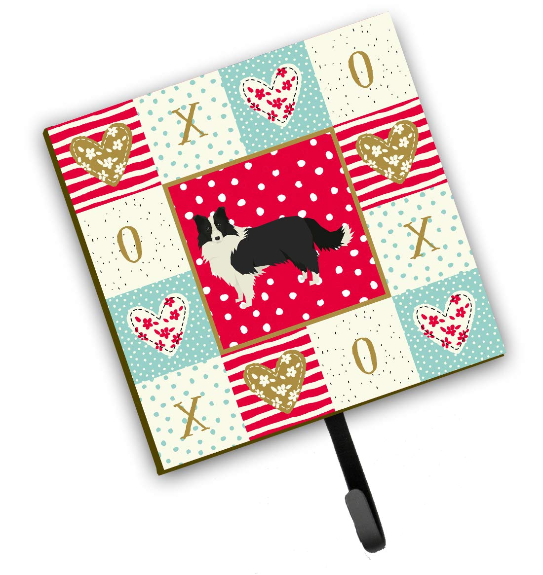 Caroline's Treasures CK5912SH4 Border Collie Love Wall Hook Organizer - Key Holder, Coat Rack, Leash Hanger for Entryway, Kitchen & Bathroom - Perfect for Hanging Keys, Towels, Aprons & Dog Leashes