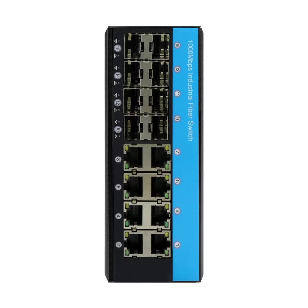 8 Port POE Managed Outdoor Switch - 10/100/1000Mbps with 8 SFP Ports, Din Rail Mount, VLAN, QoS, STP/RSTP - Ideal for Industrial Networks, Security Cameras & Outdoor WiFi Systems