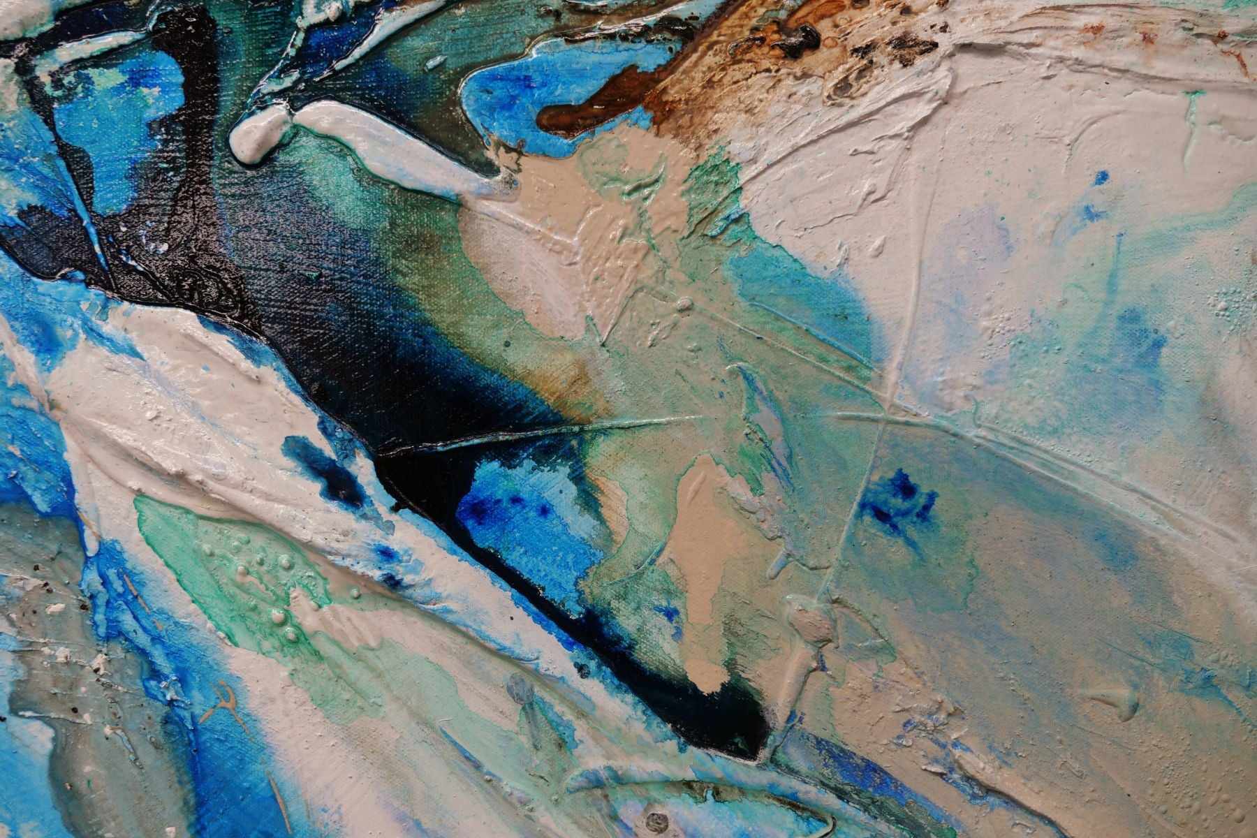 Nature's Vice 240cm x 100cm Blue Cream Textured Abstract Canvas Art - Perfect for Living Room, Bedroom & Office Wall Decor