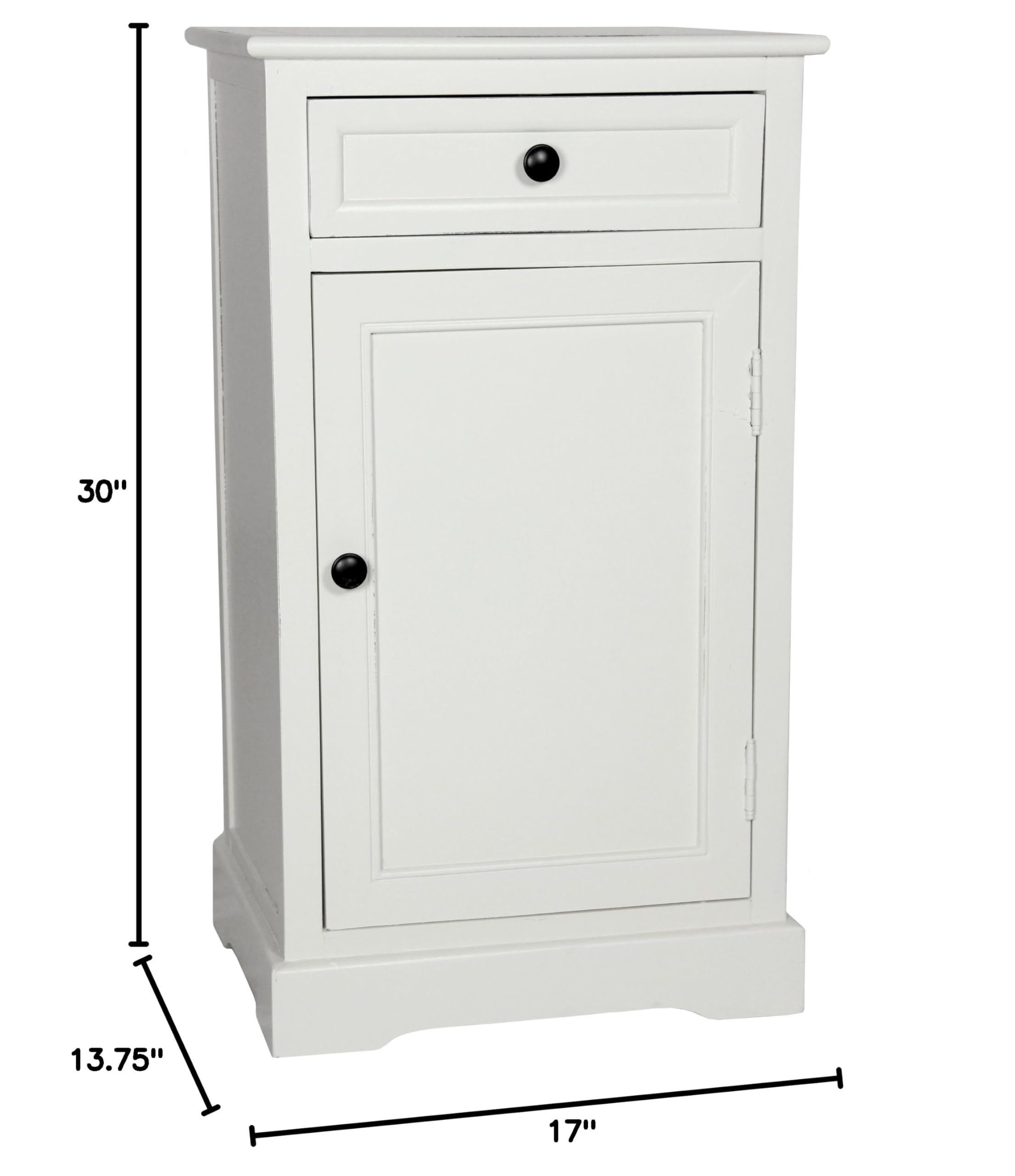 Classic Red Lantern Cherry Wood End Table - Small White Side Table for Living Room, Bedroom & Patio Decor