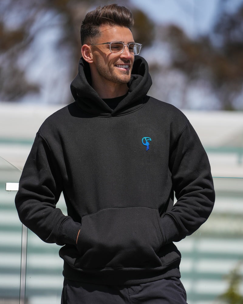 Luxe500 Premium Black Hoodie for Men & Women - Soft Fleece Pullover with Kangaroo Pocket - Perfect for Casual Wear, Gym, and Outdoor Activities