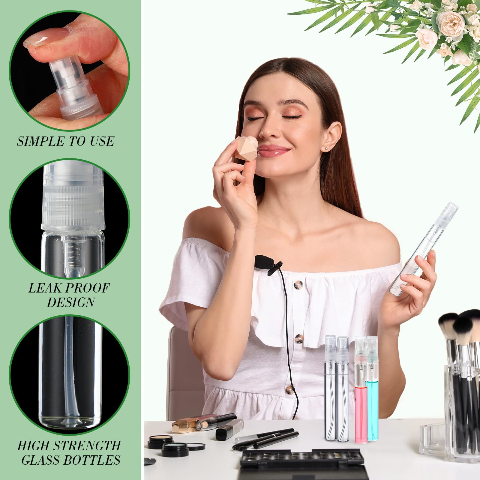 Tanlade 300 Pcs 10ml Clear Refillable Glass Perfume Bottles - Mini Travel Sprayers for Fragrance, Essential Oils & Scent Samples - Perfect for DIY Perfume Making, Travel Toiletries & Gift Packaging