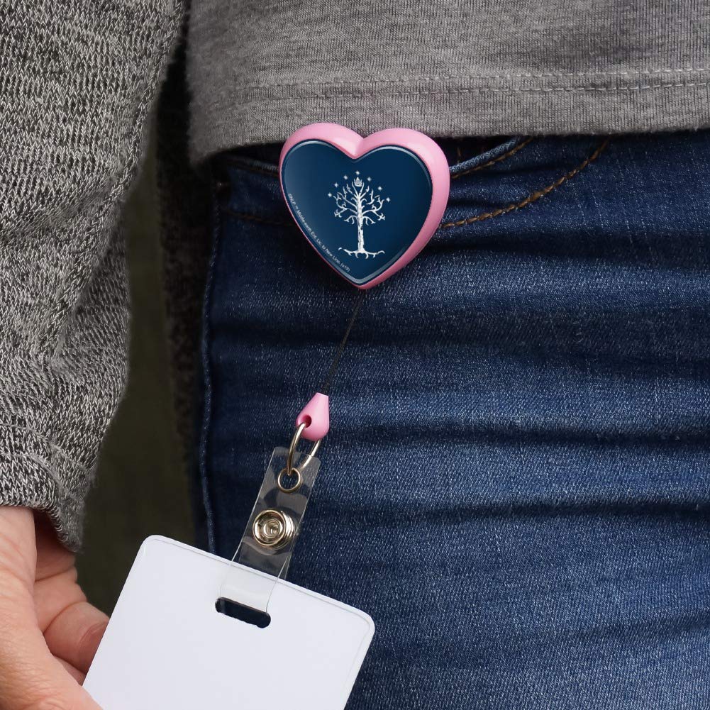 The Lord of The Rings Gondor Tree Heart Lanyard - Retractable Reel Badge Holder for ID Cards, Keys & Work Security - Perfect for Office, Conventions & LOTR Fans