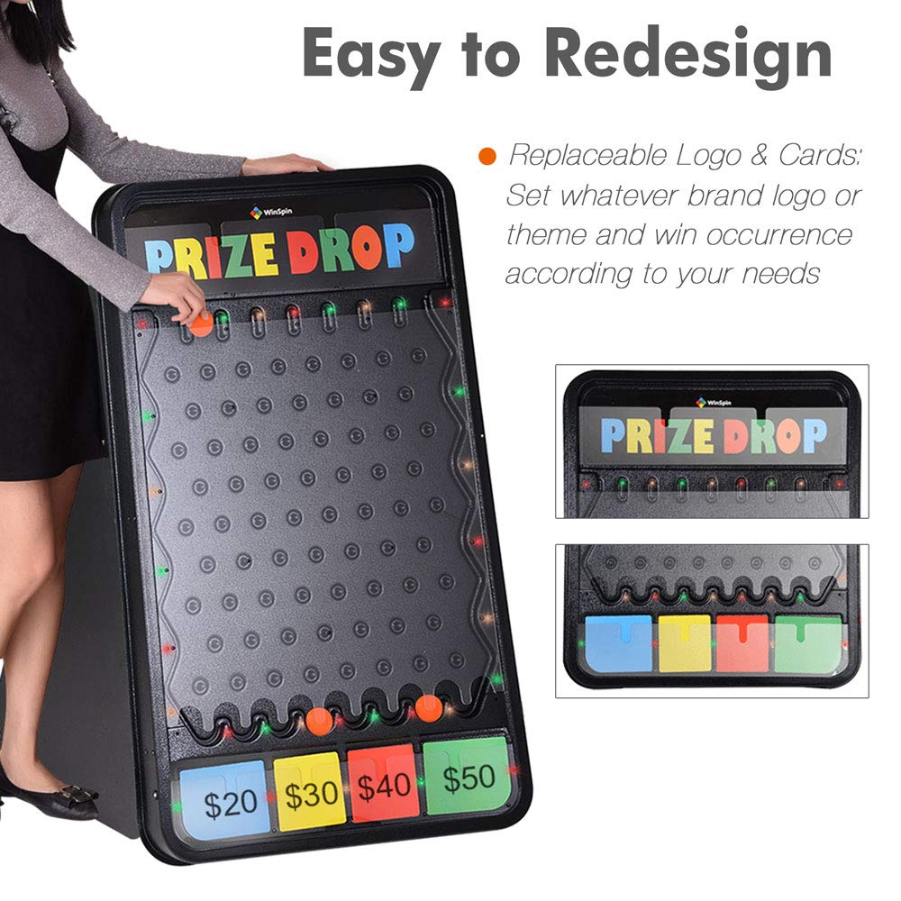WinSpin 41x25 Inch Foldable Prize Drop Board Game with 12 Playing Pucks & Multi-Color LED Lights - Perfect for Carnival, Tradeshow, Birthday Parties and Family Game Nights