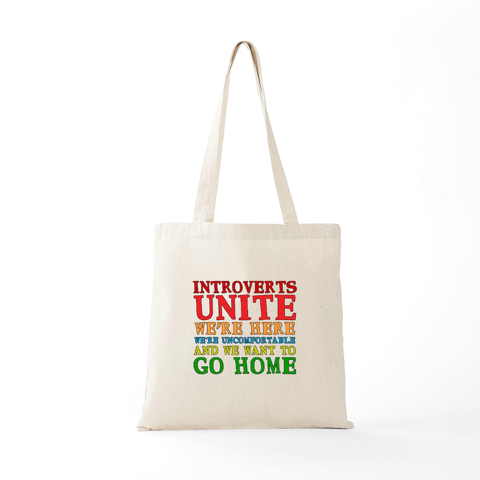 Introverts Unite Tote Bag - Natural Canvas Reusable Shopping Bag for Groceries, Books & Everyday Use | Funny Gift for Quiet People