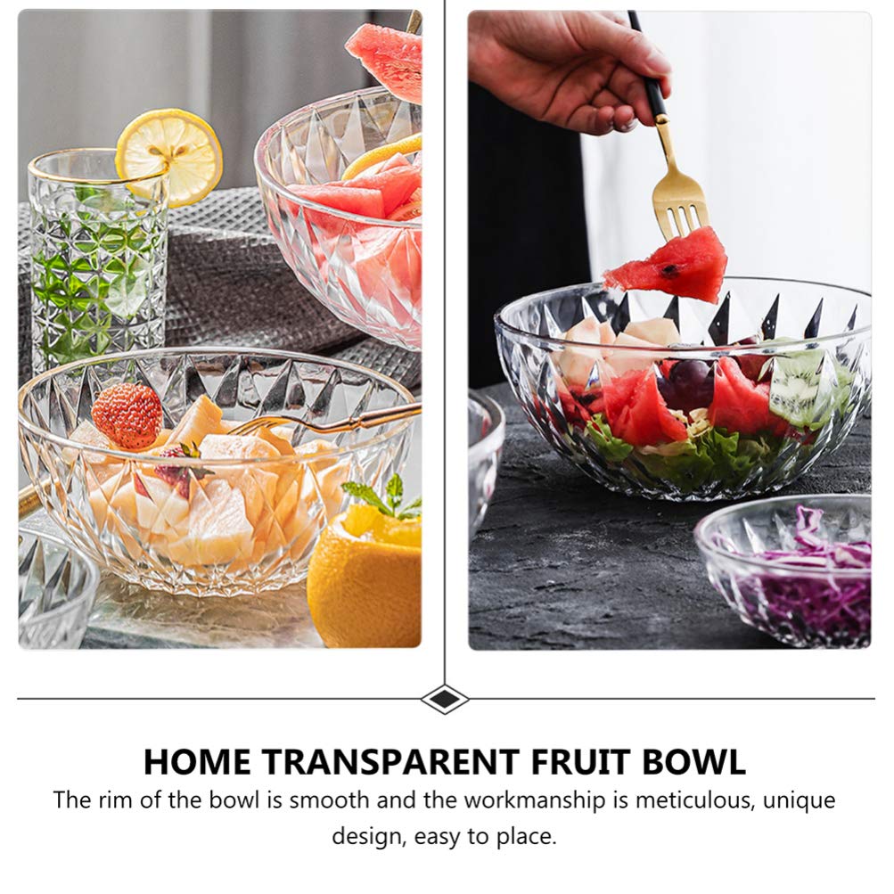 Cabilock 1pc Glass Salad Bowl - Fruit & Vegetable Serving Bowl for Kitchen, Dining, Party - Durable Food Container for Salads, Snacks, Meals - Perfect for Home, Restaurants & Outdoor Picnics