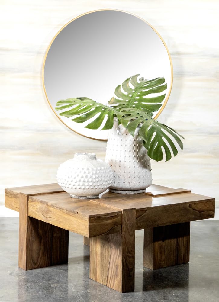 Natural Sheesham Wood Square Coffee Table - Handcrafted Coaster Furniture for Living Room, Home Decor & Modern Interior Design (724138)