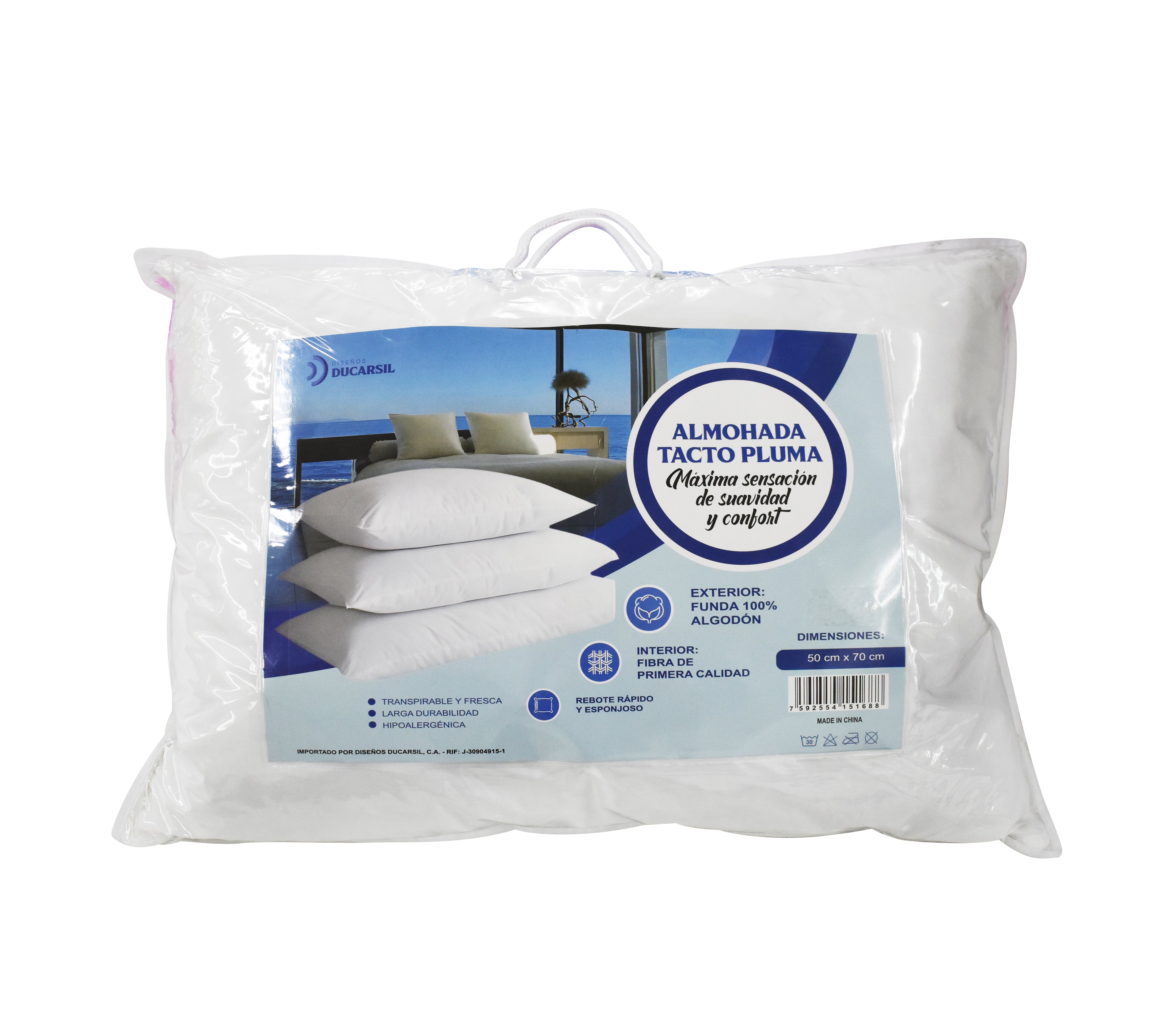 Premium Feather Fiber Pillow 50x70 cm - Soft & Supportive for Side, Back & Stomach Sleepers - Ideal for Home, Office & Travel Use