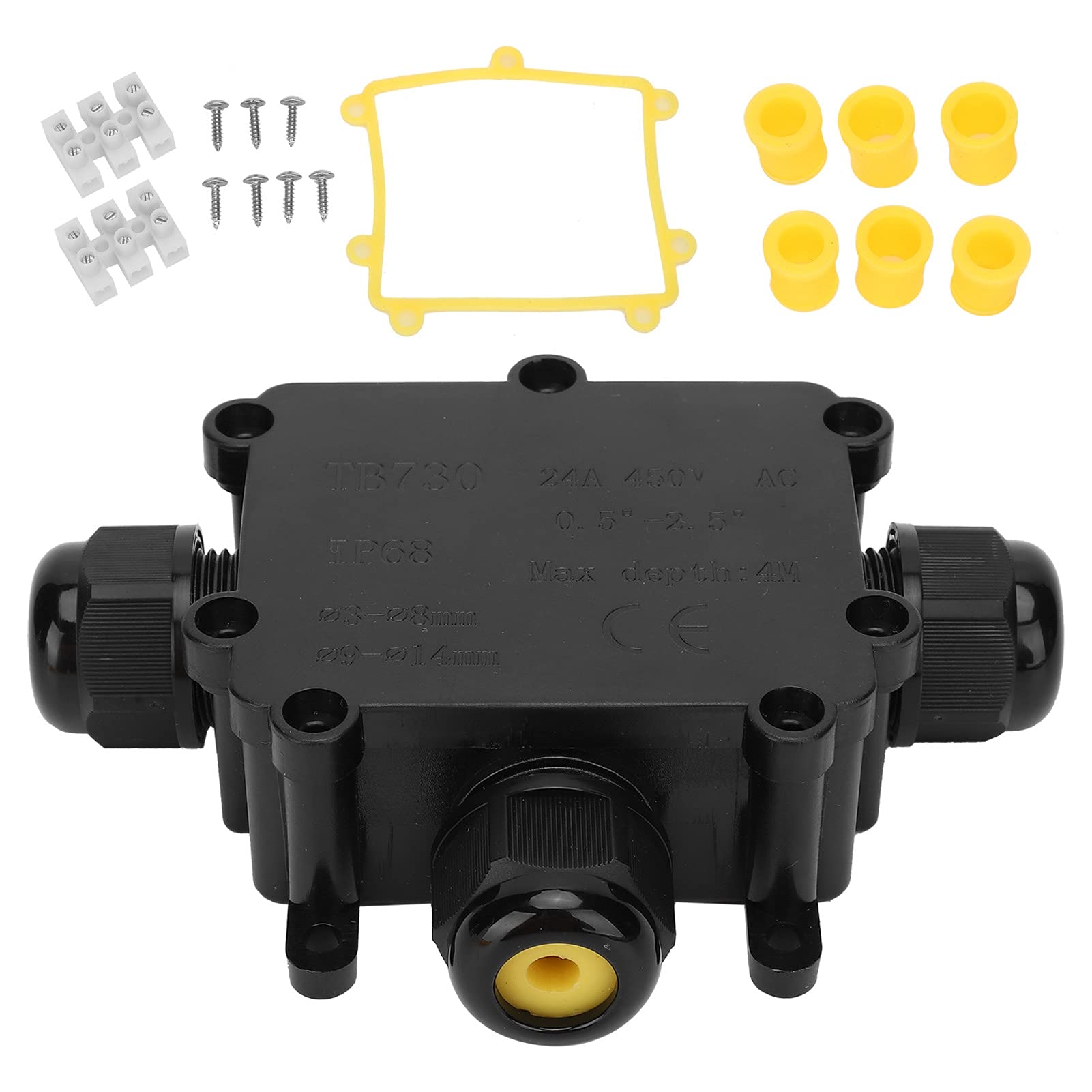 IP68 Waterproof 3-Way Outdoor Electrical Junction Box for Coaxial Cable Connectors - Ideal for Outdoor Wiring, Security Cameras & Solar Panel Installations
