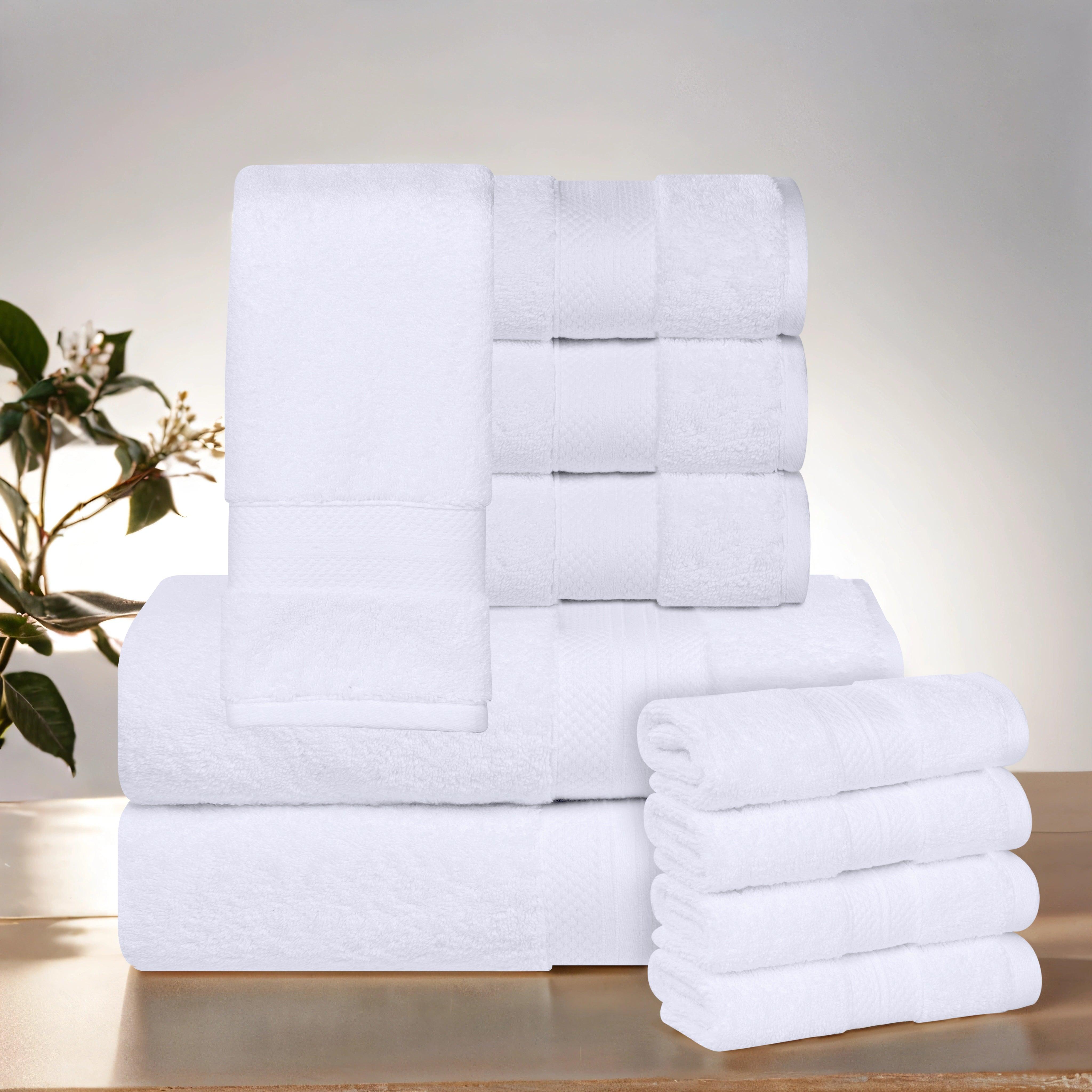 Premium Aria 10-Piece Turkish Cotton Towel Set - Ultra Soft & Absorbent Bath Towels, Hand Towels & Washcloths for Spa, Hotel & Luxury Home Use