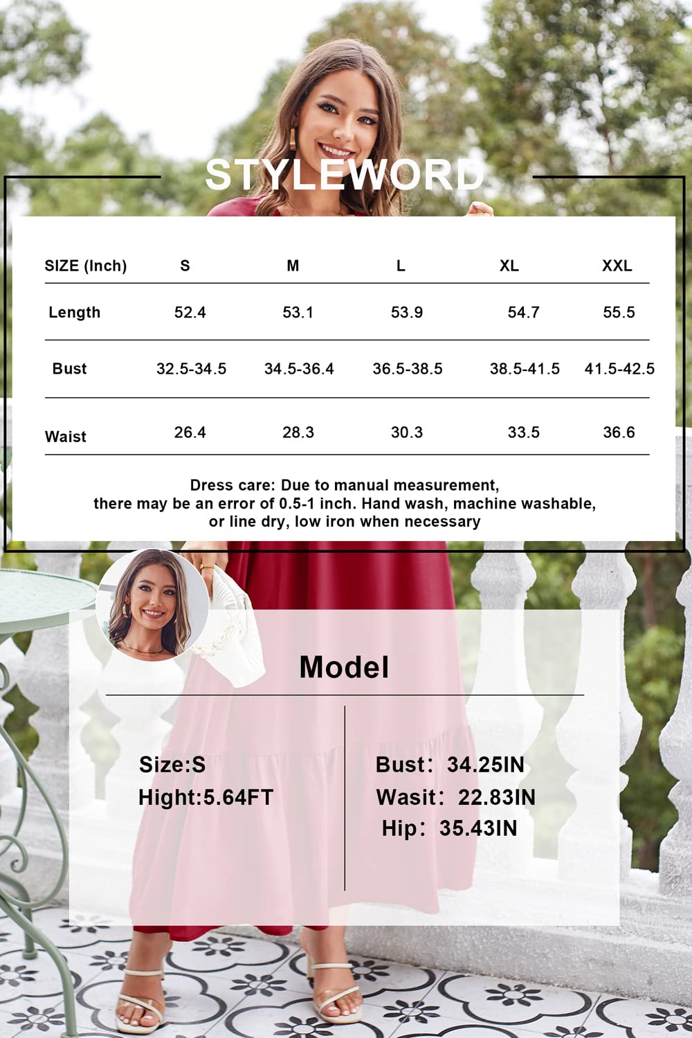 STYLEWORD Women's 2025 Summer Maternity Dress - Short Sleeve V-Neck Boho Maxi Dress with Tiered Flowy Design for Pregnancy | Perfect for Beach Vacations, Baby Showers & Summer Outings