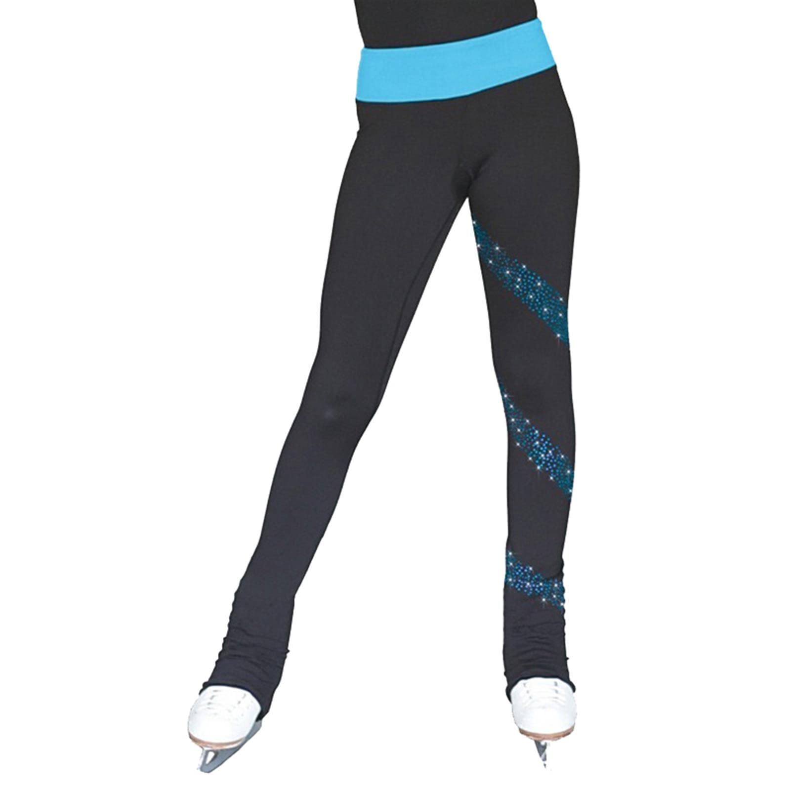 Sparkly Crystal Fleece Women's Figure Skating Pants - Warm Leg Warmers for Ladies Ice Skating Practice & Performance