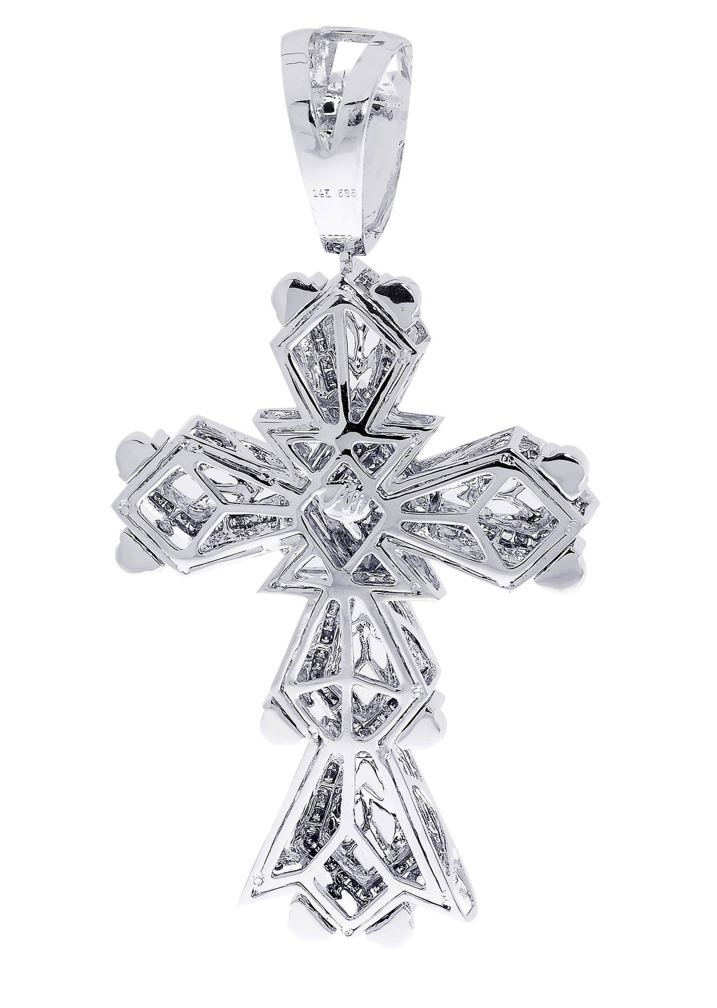 1.78 Carat Diamond Cross Pendant Necklace - 33.09 Grams Solid Gold Religious Jewelry for Women - Perfect for Baptism, Confirmation & Special Occasions