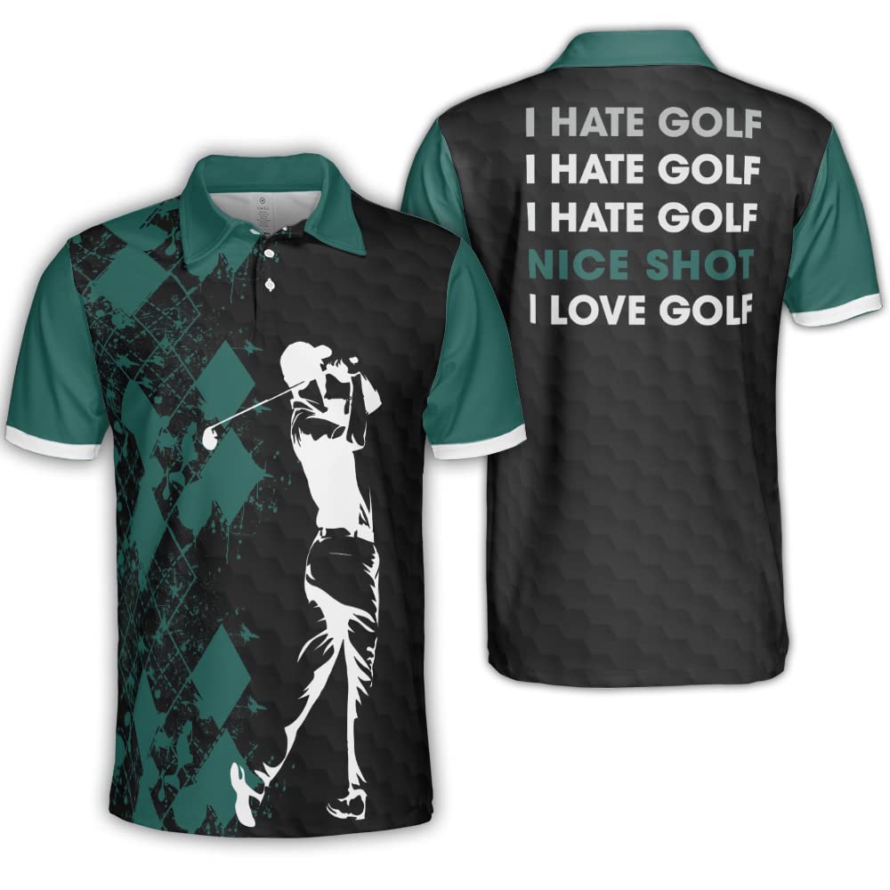 Polomore Argyle Golf Shirt for Men - Funny & Crazy Golf Polo Shirts - Comfortable & Stylish Men's Golf Apparel - Perfect for Golf Tournaments, Casual Wear & Outdoor Activities